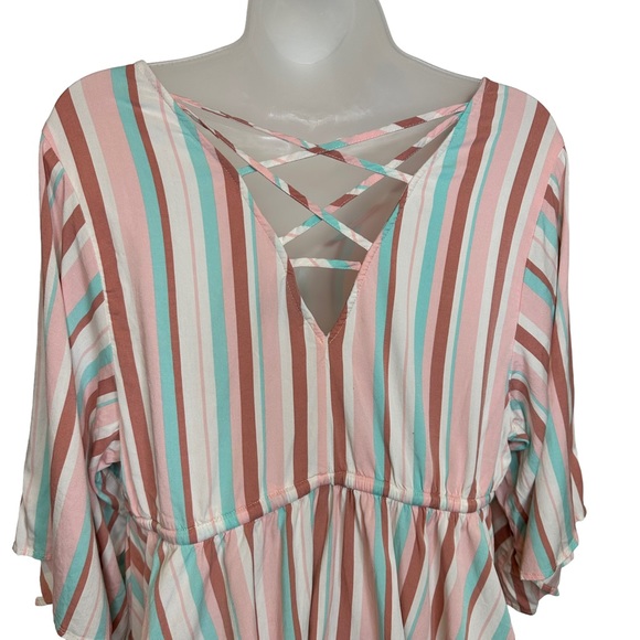 Torrid Dress Womens Tunic Colorful Stretch V Neck Elastic Waist Rayon Pink 0 - Picture 5 of 12